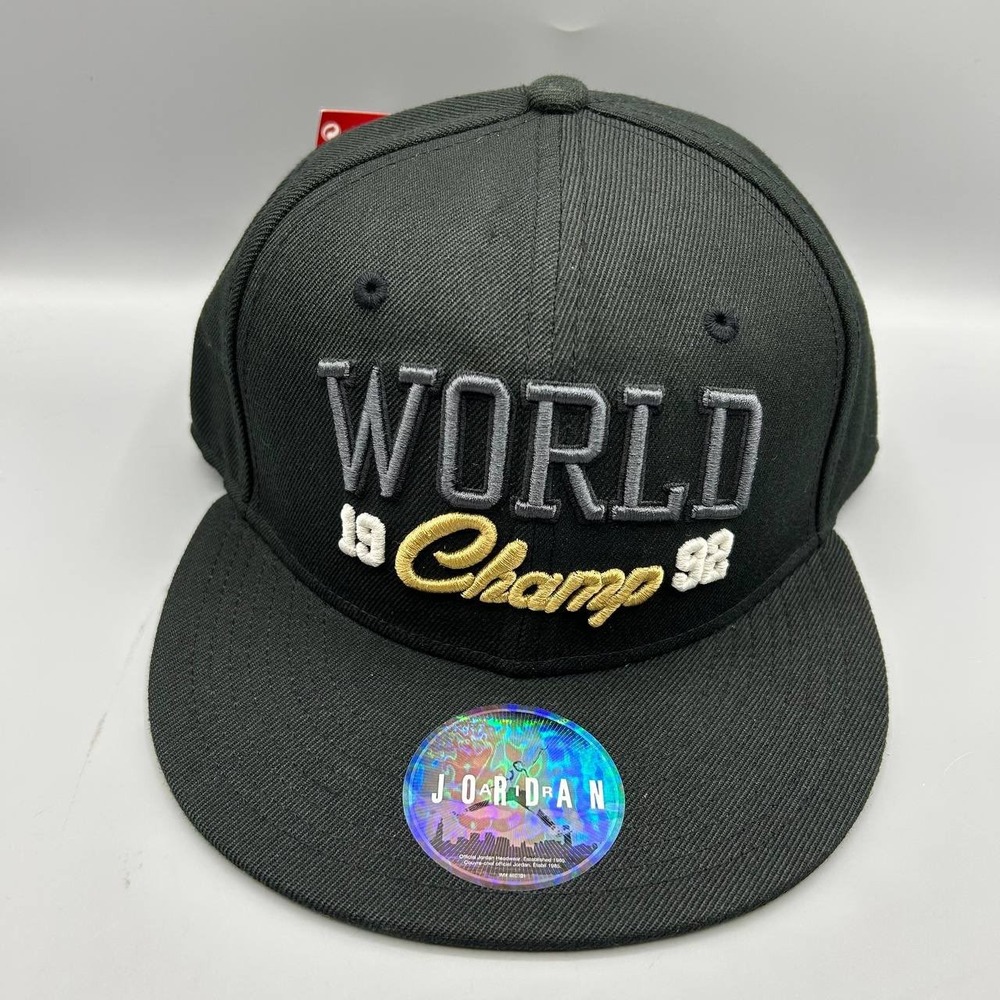 Air Jordan True Hat Men Black World Champ Jumpman Snap Back Cap New